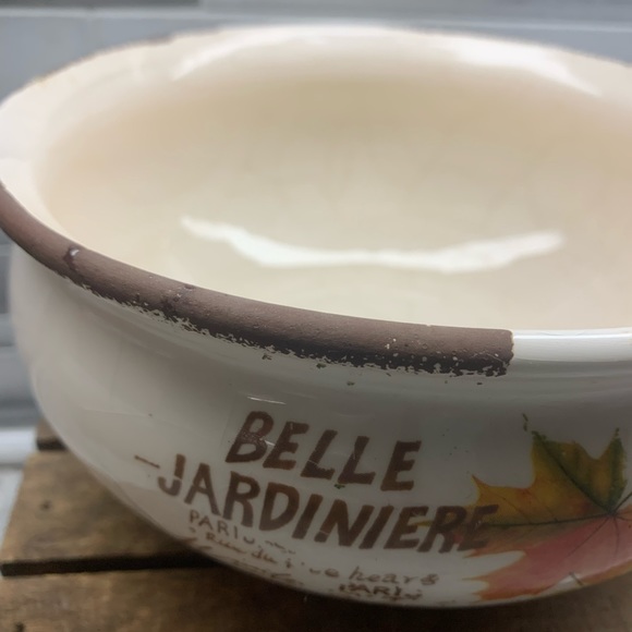 Rustic Belle Jardiniere White Ceramic Bowl by AAA Imports - Picture 2 of 6